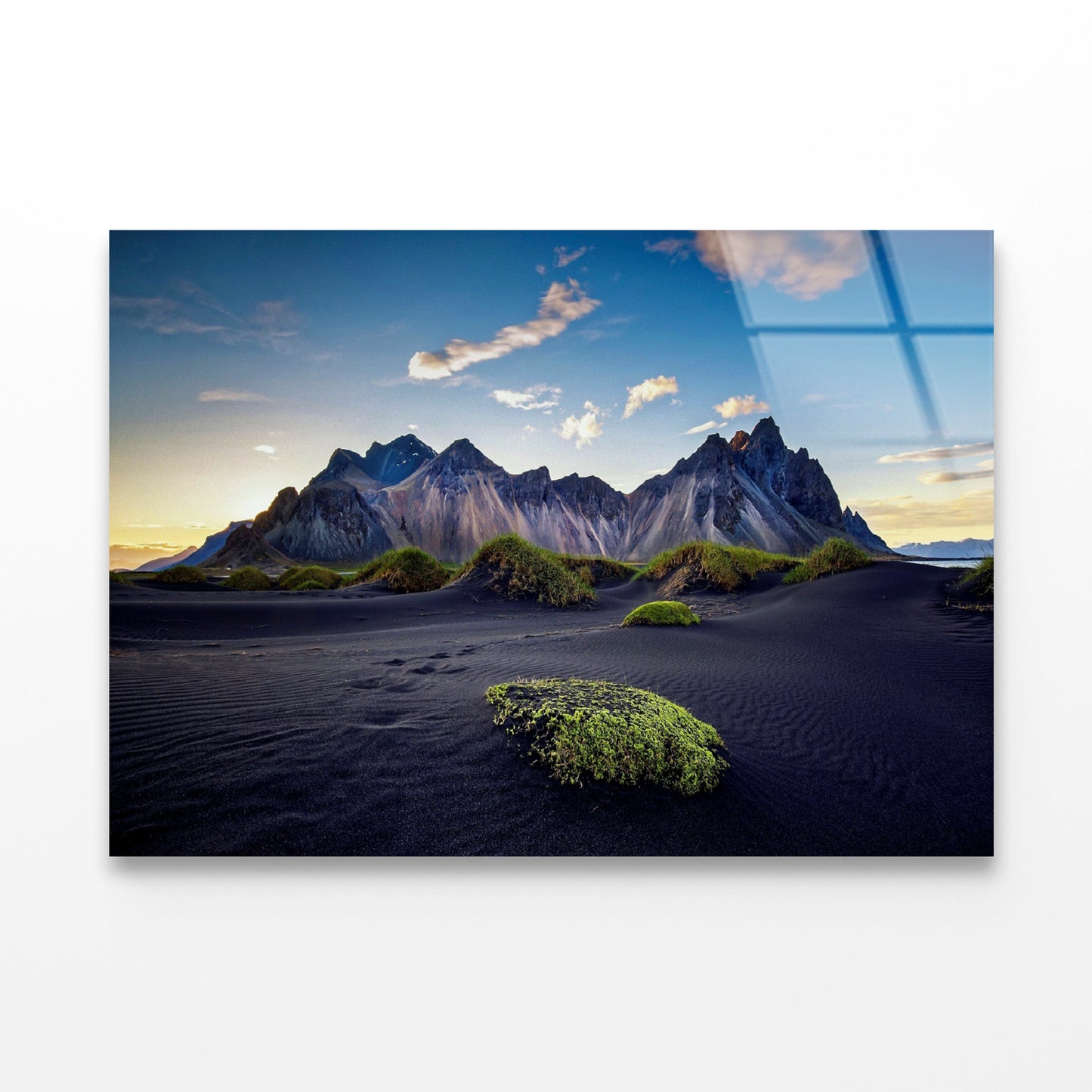 View of Mountains with a Cloudy Sky Acrylic Glass Print Tempered Glass Wall Art 100% Made in Australia Ready to Hang