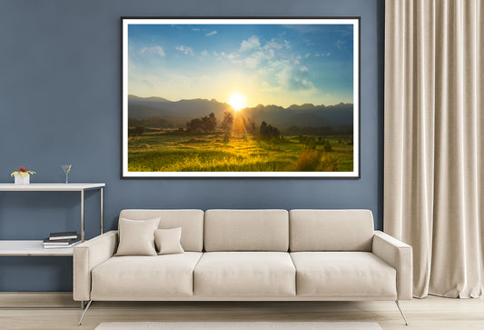 Sunset, Blossoming Meadow Home Decor Premium Quality Poster Print Choose Your Sizes