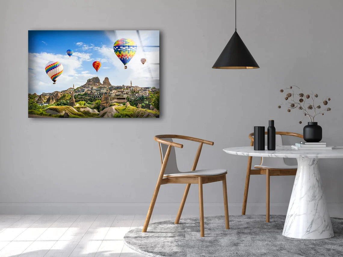 Hot Air Balloon & City UV Direct Aluminum Print Australian Made Quality