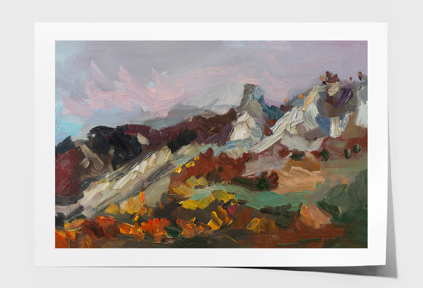 Abstract Mountains Autumn Oil Painting Wall Art Limited Edition High Quality Print Unframed Roll Canvas None