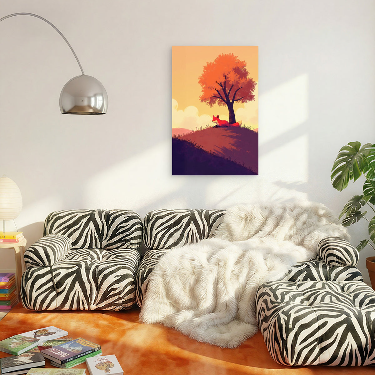 Fox Resting Beneath a Tree 40x60cm Metal Print Ready to Hang
