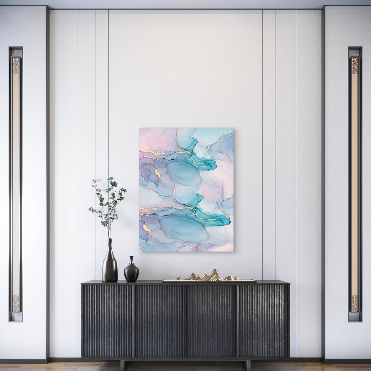 Modern Blue Abstract Metal Print Ready to Hang