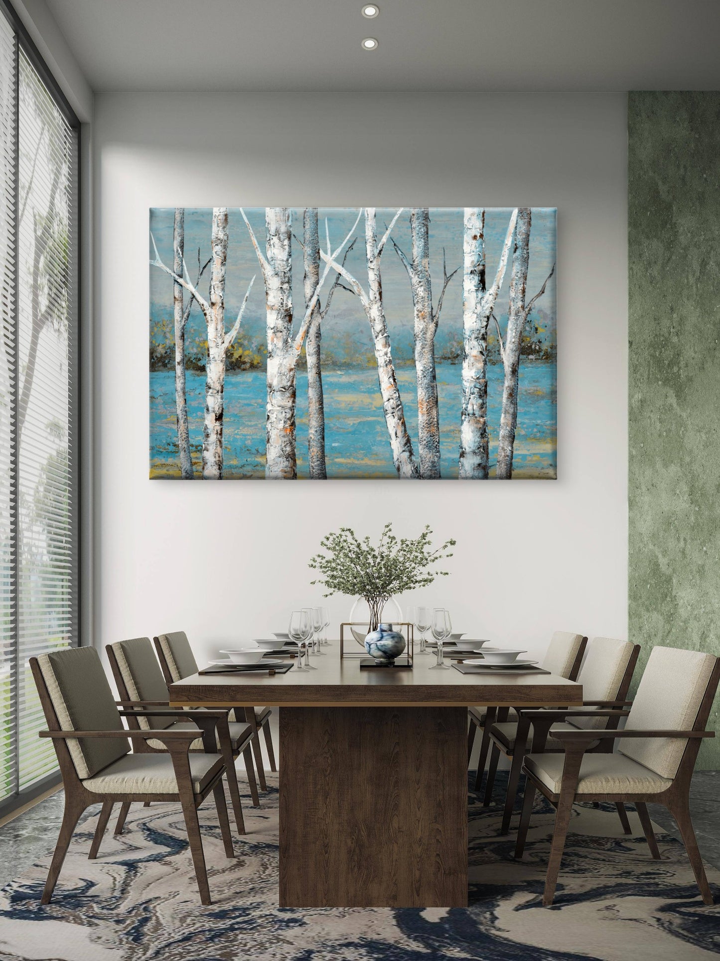 Stunning White Trees Reflecting on Lake Wall Art Decor 100% Australian Made