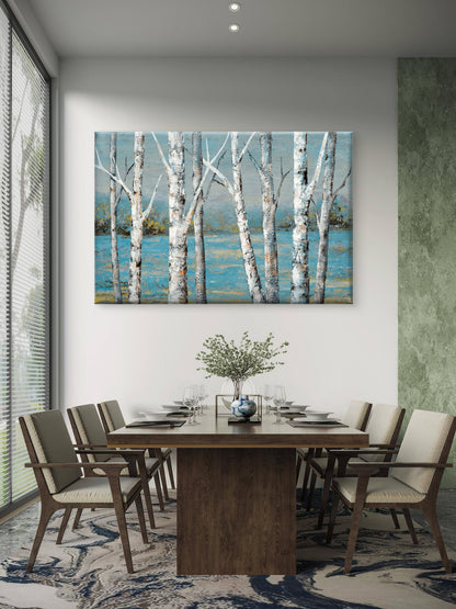 Stunning White Trees Reflecting on Lake Wall Art Decor 100% Australian Made