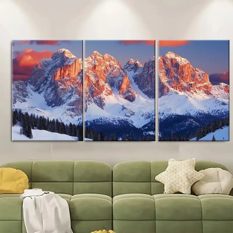 3pcs Dolomites Italian Alps Mountain Wall Art Set Canvas Framed 60x90cm - High Quality Print 100% Australian Made Wall Canvas Ready to Hang
