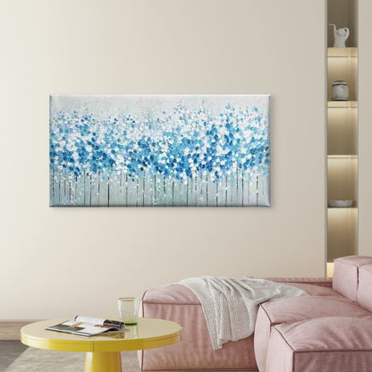 Blue and White Abstract Tree Wall Art Canvas Office Home Room Framed 120x60cm