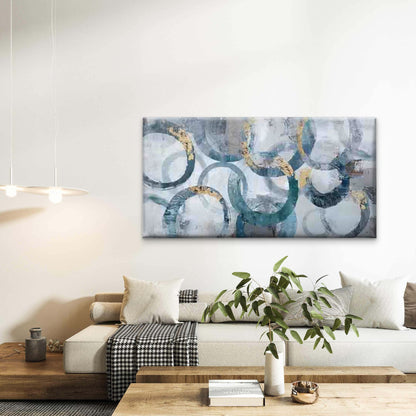 Abstract Interlocking Rings Wall Art Canvas Office Home Room Framed 120x60cm