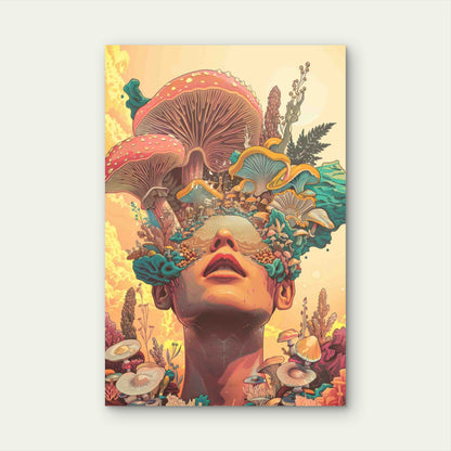 Psychedelic Mushroom Goddess 40x60cm Metal Print Ready to Hang