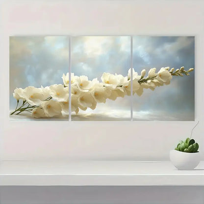 3pcs Elegant White Snapdragon Flower Metal Print Ready to Hang Art