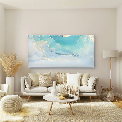 Turquoise Marble Gold Vein Wall Art Canvas Office Home Room Framed 120x60cm