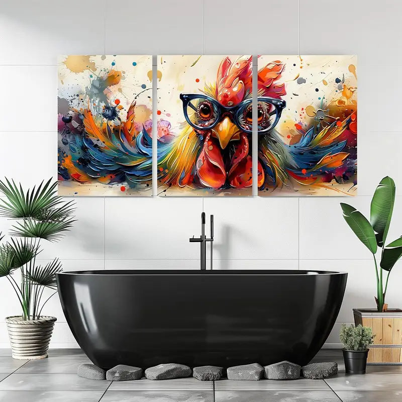 3pcs Funny Chicken Picture Metal Print Ready to Hang Art