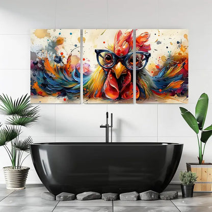 3pcs Funny Chicken Picture Metal Print Ready to Hang Art