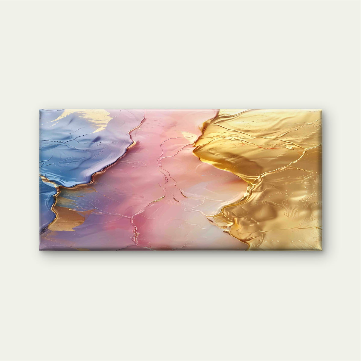 Pastel Metallic Fluid Terrain Wall Art Canvas Office Home Room Framed 120x60cm