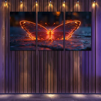 3pcs Glowing Crystal Butterfly Wall Art Set Canvas Framed 40x60cm - High Quality Print 100% Australian Made Wall Canvas Ready to Hang