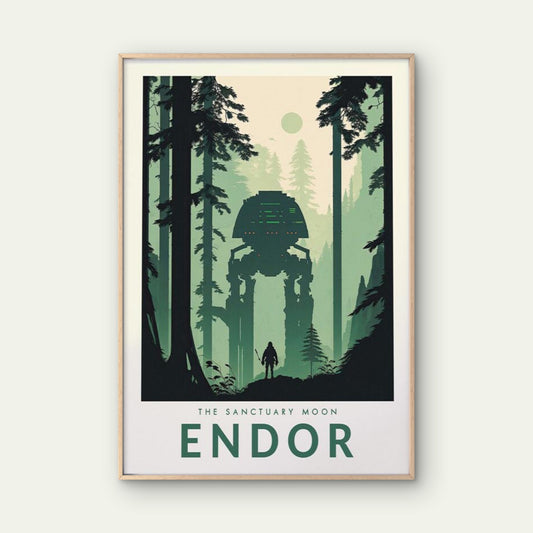 Endor The Sanctuary Moon, Tall Trees Art Travel Poster Print Wall Art