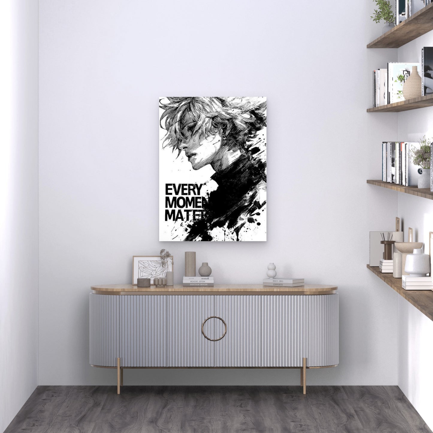 Black & White Every Moment Matters Metal Print Ready to Hang