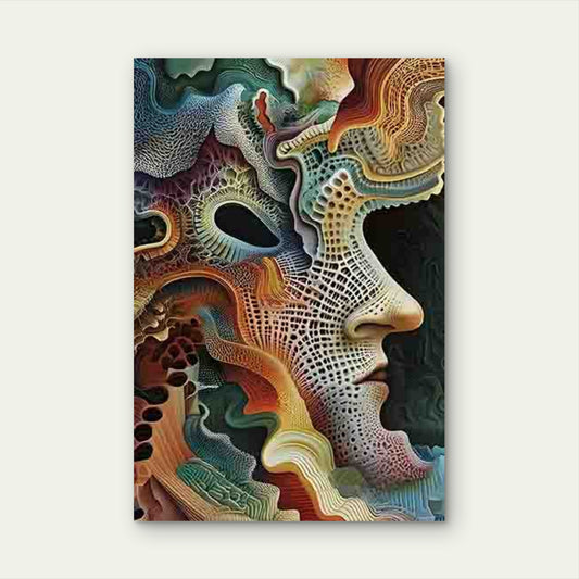Abstract Human Face Pattern 60x90cm Metal Print Ready to Hang - Bella Home Decor