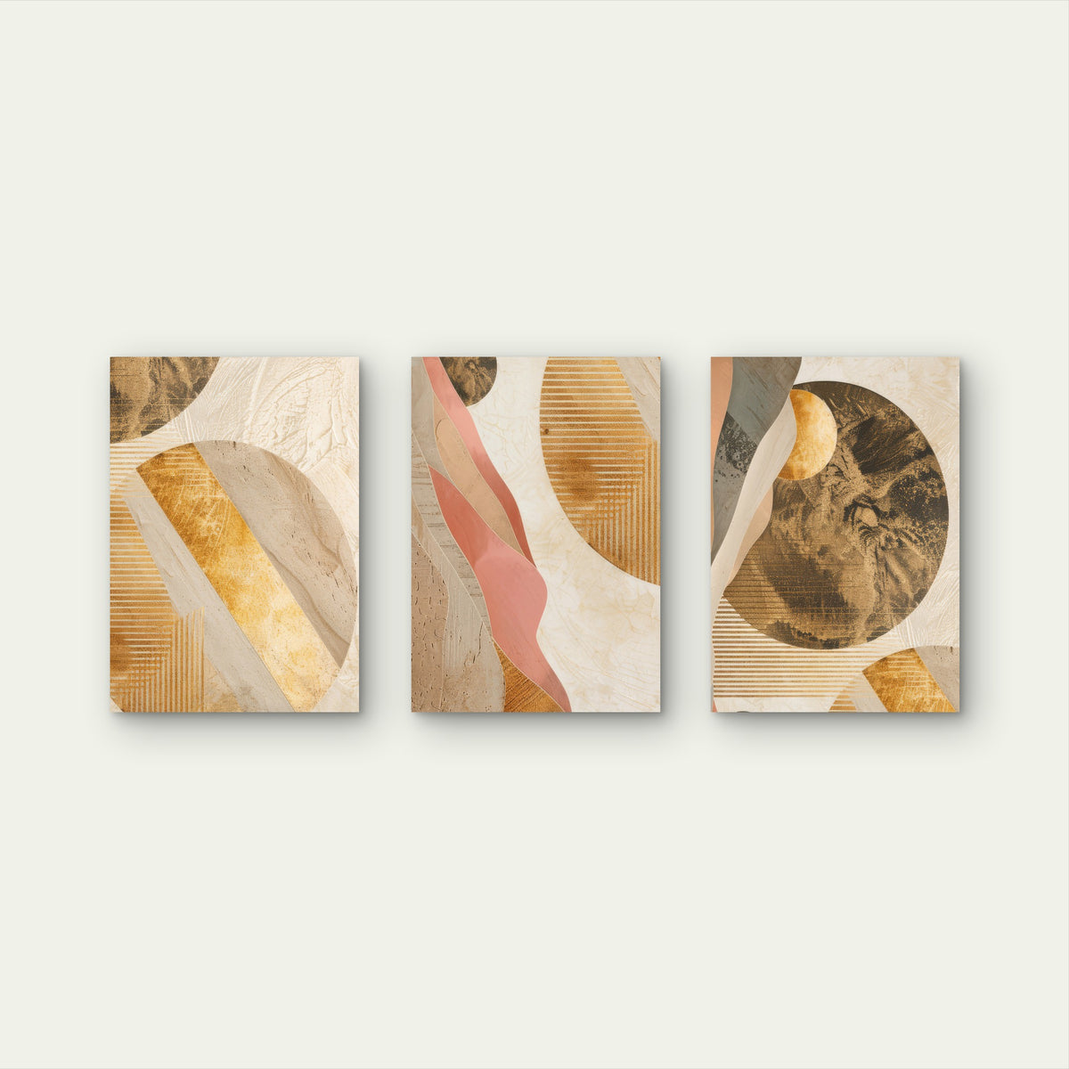 3pcs Modern Boho Geometric Terracotta Wall Art Set Canvas Framed 40x60cm - High Quality Print 100% Australian Made Wall Canvas Ready to Hang