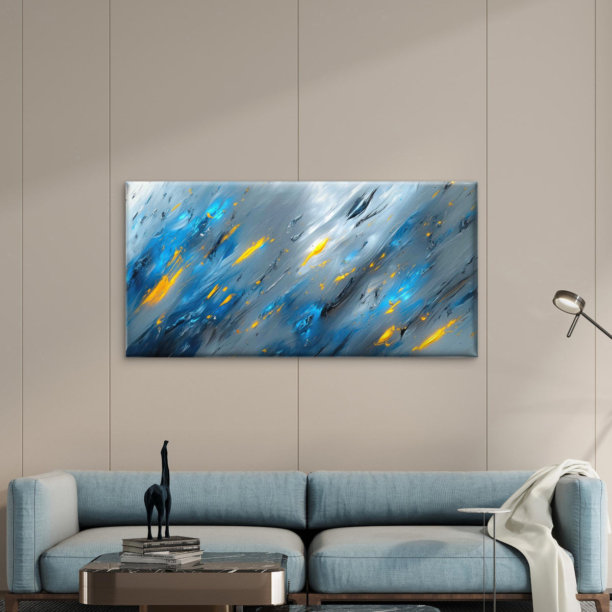 Aqueous Motion In Slate Wall Art Canvas Office Home Room Framed 120x60cm