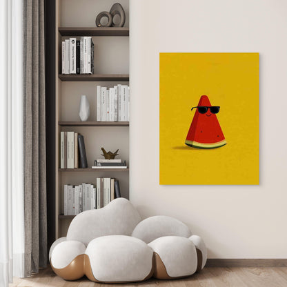 Watermelon Slice in a Modern Retro Style 60x90cm Metal Print Ready to Hang