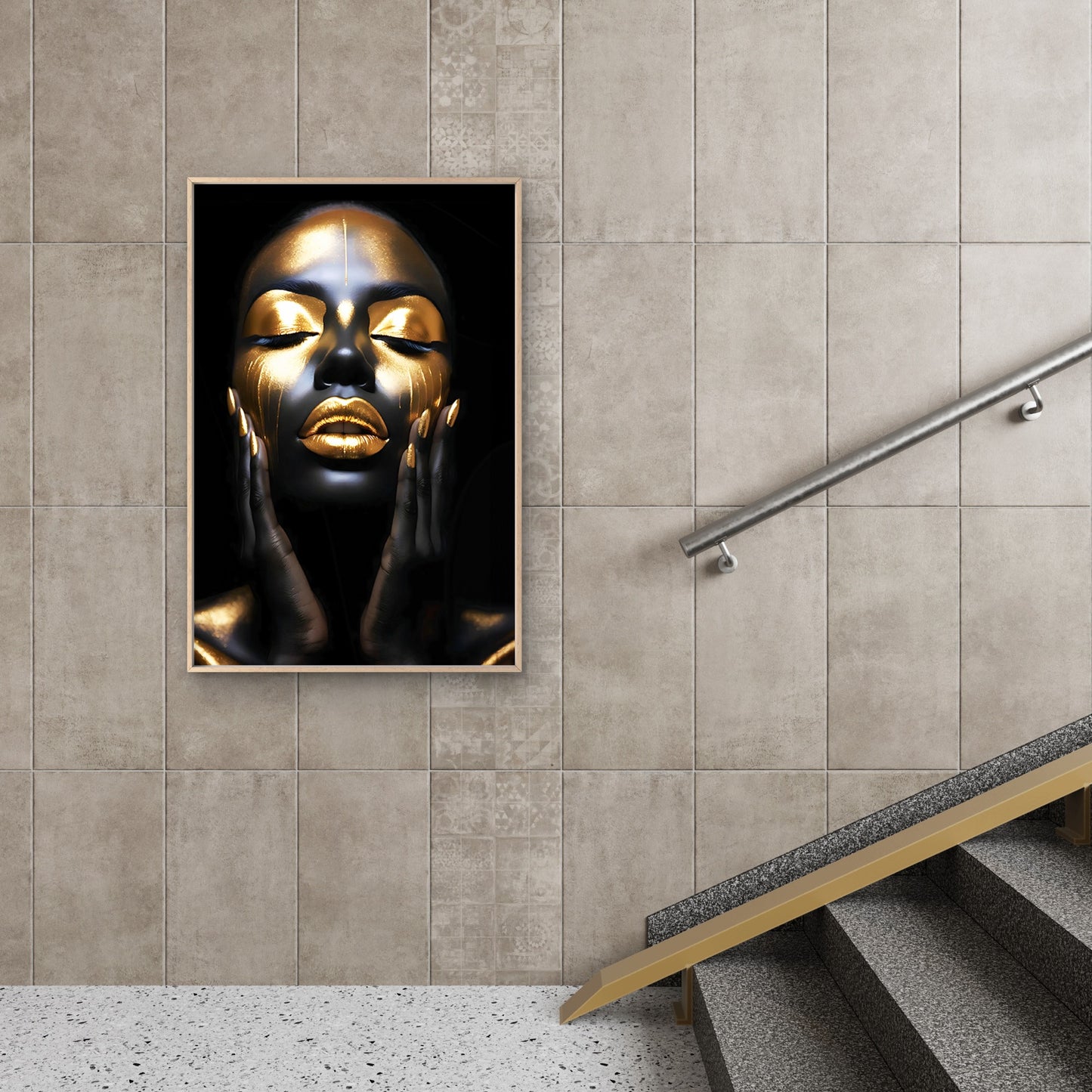 Black Gold Woman Painting Wall Art Decor 100% Australian Made