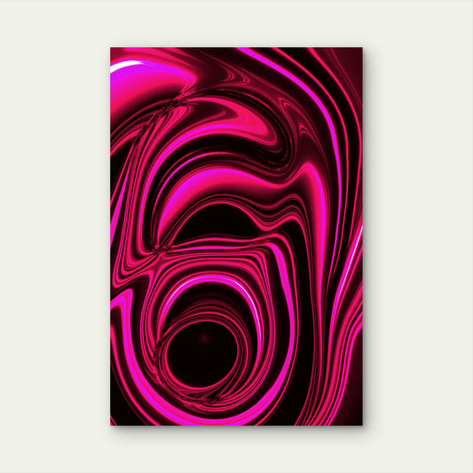Abstract Pink and Magenta Swirls on Black Background 40x60cm Metal Print Ready to Hang