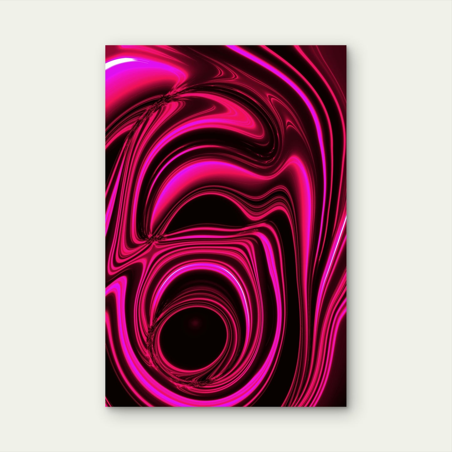 Abstract Pink and Magenta Swirls on Black Background 60x90cm Metal Print Ready to Hang