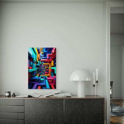 Colorful Cubic Labyrinth Metal Print Ready to Hang