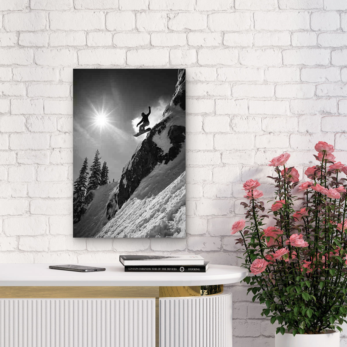 Epic Snowboard Mountain Drop 60x90cm Metal Print Ready to Hang