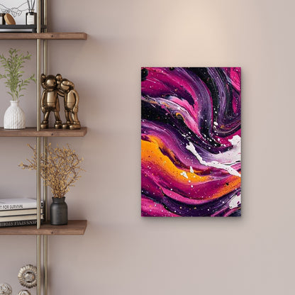 Pink Black Purple Golden White Cosmic Swirls Metal Print Ready to Hang