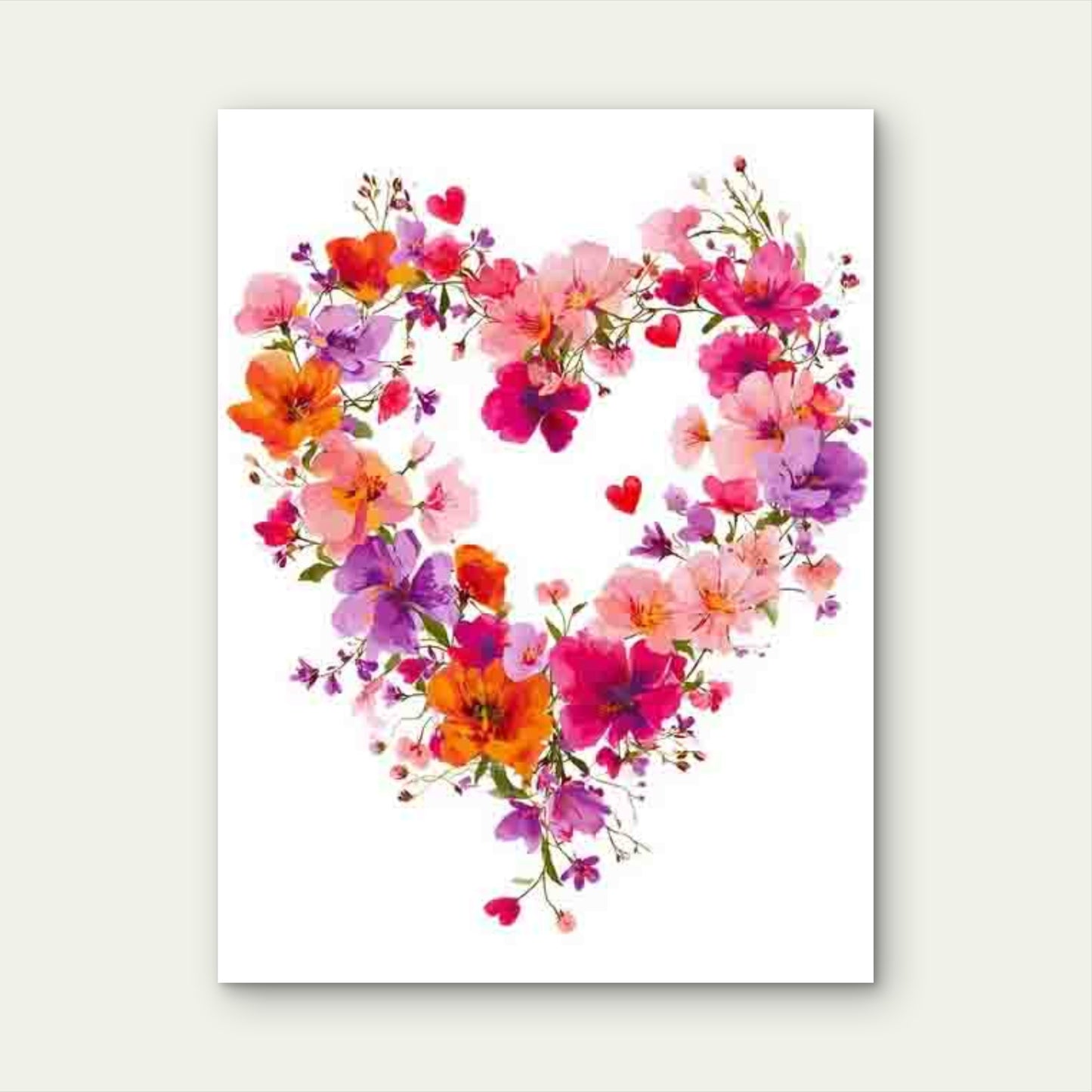 Floral Heart Wreath 60x90cm Metal Print Ready to Hang