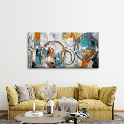 Featuring Circles And Dots Wall Art Canvas Office Home Room Framed 120x60cm