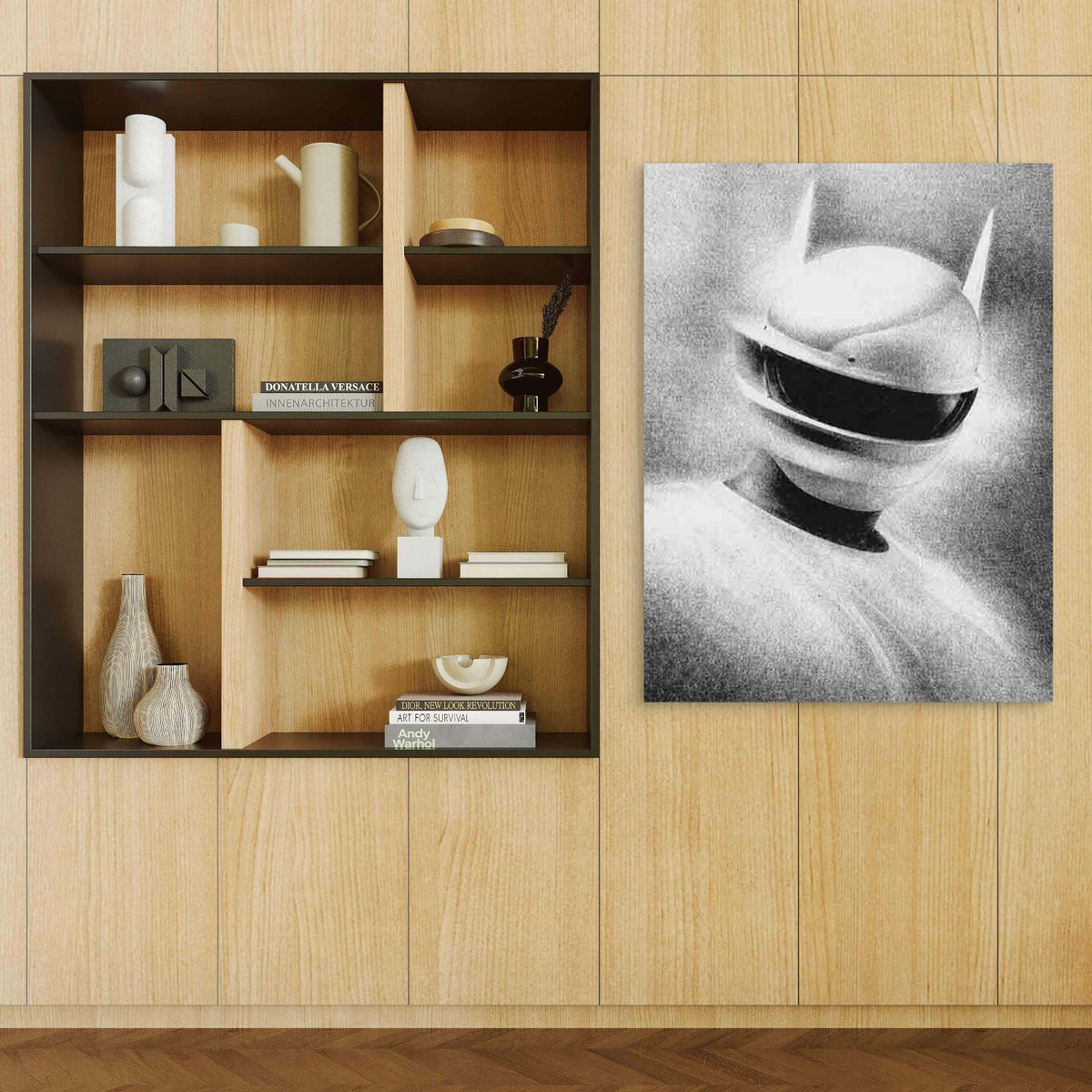 Futuristic Helmet 60x90cm Metal Print Ready to Hang