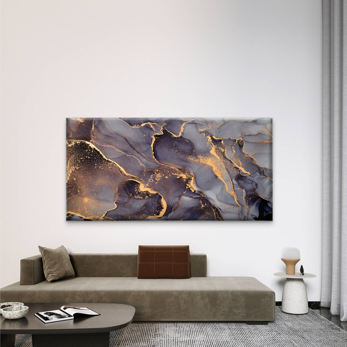 Abstract Gold And Grey Flow Wall Art Canvas Office Home Room Framed 120x60cm