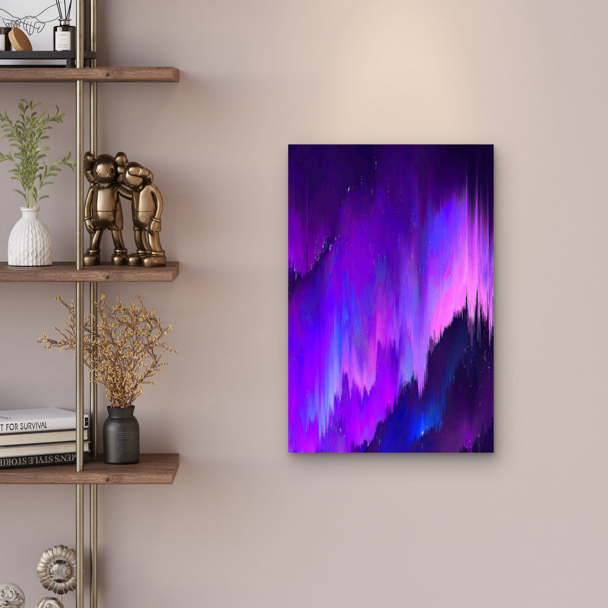 Abstract Purple And Blue Glitch Art Metal Print Ready to Hang