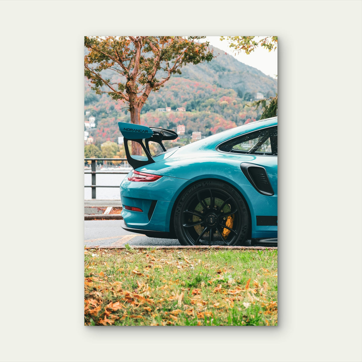 Miami Blue Porsche 991 GT3 RS 40x60cm Metal Print Ready to Hang