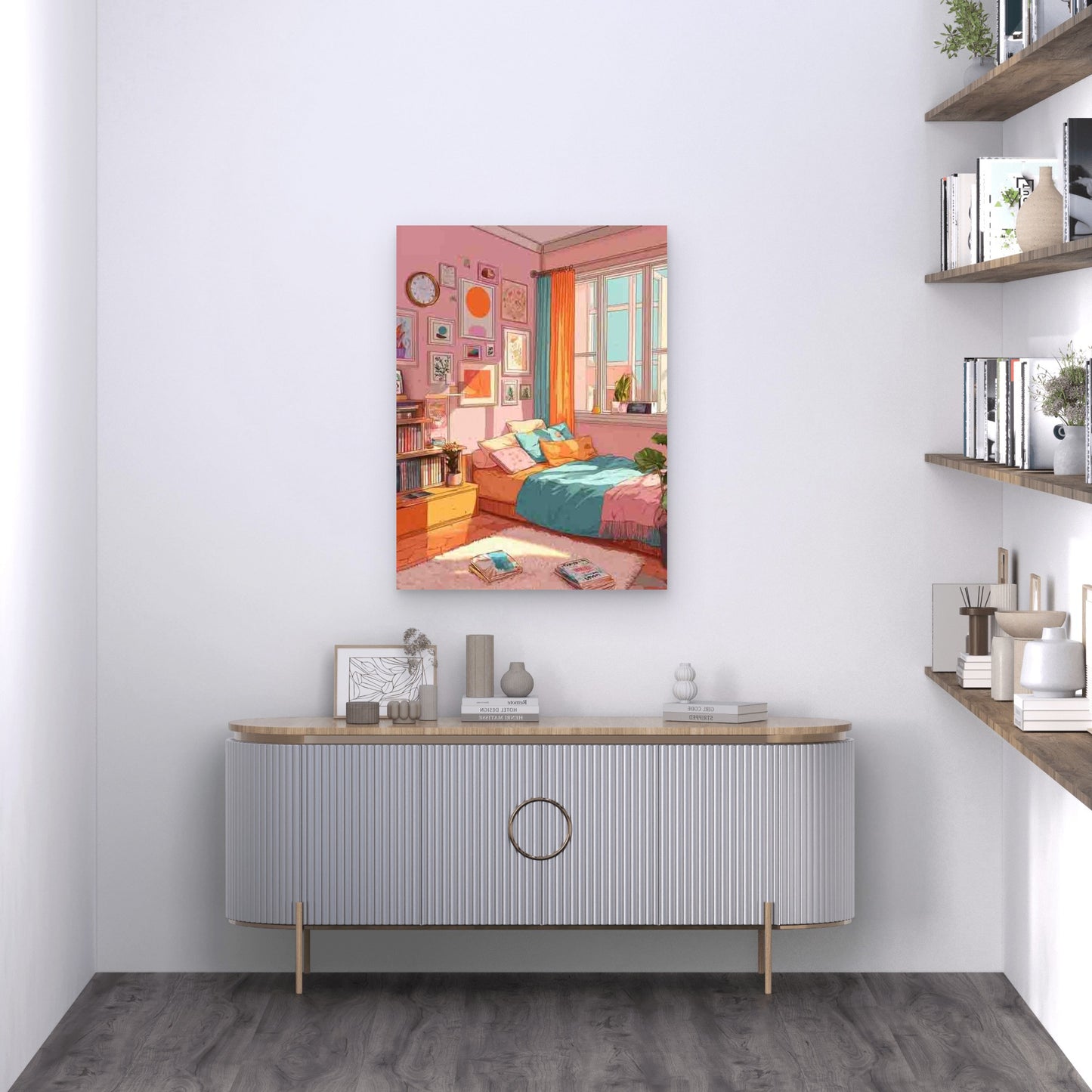 Trendy Preppy Orange Teal Dopamine 60x90cm Metal Print Ready to Hang