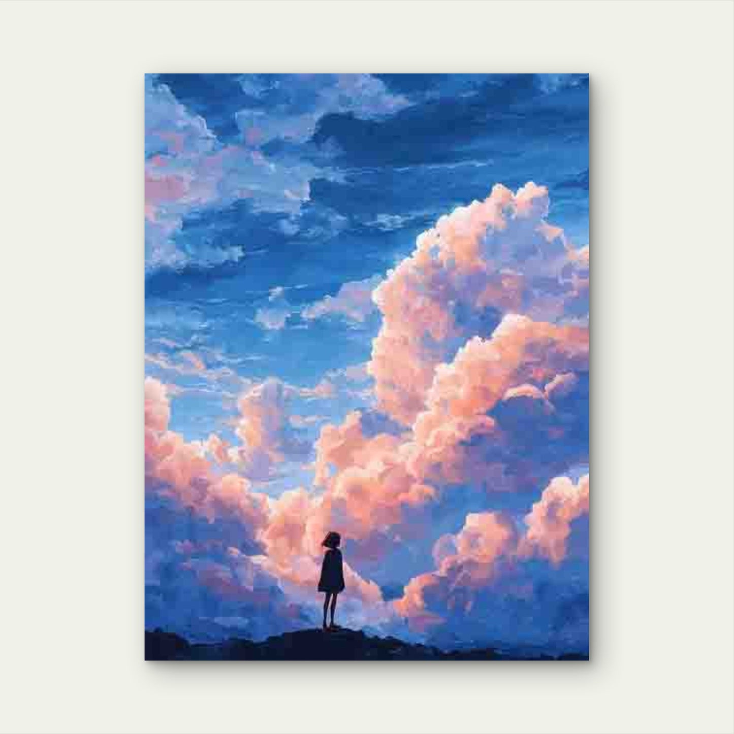 Soft Pastel Sky with Silhouette Figure 60x90cm Metal Print Ready to Hang