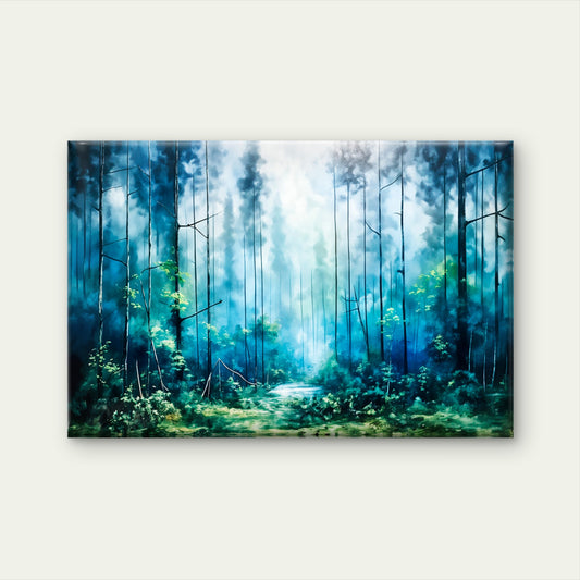 Misty Blue Shaded Dark Forest Wall Art Decor 100% Australian Made