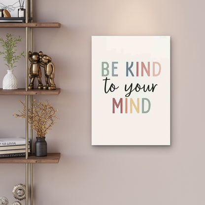 Be Kind to Your Mind Mental Health 60x90cm Metal Print Ready to Hang - Bella Home Decor