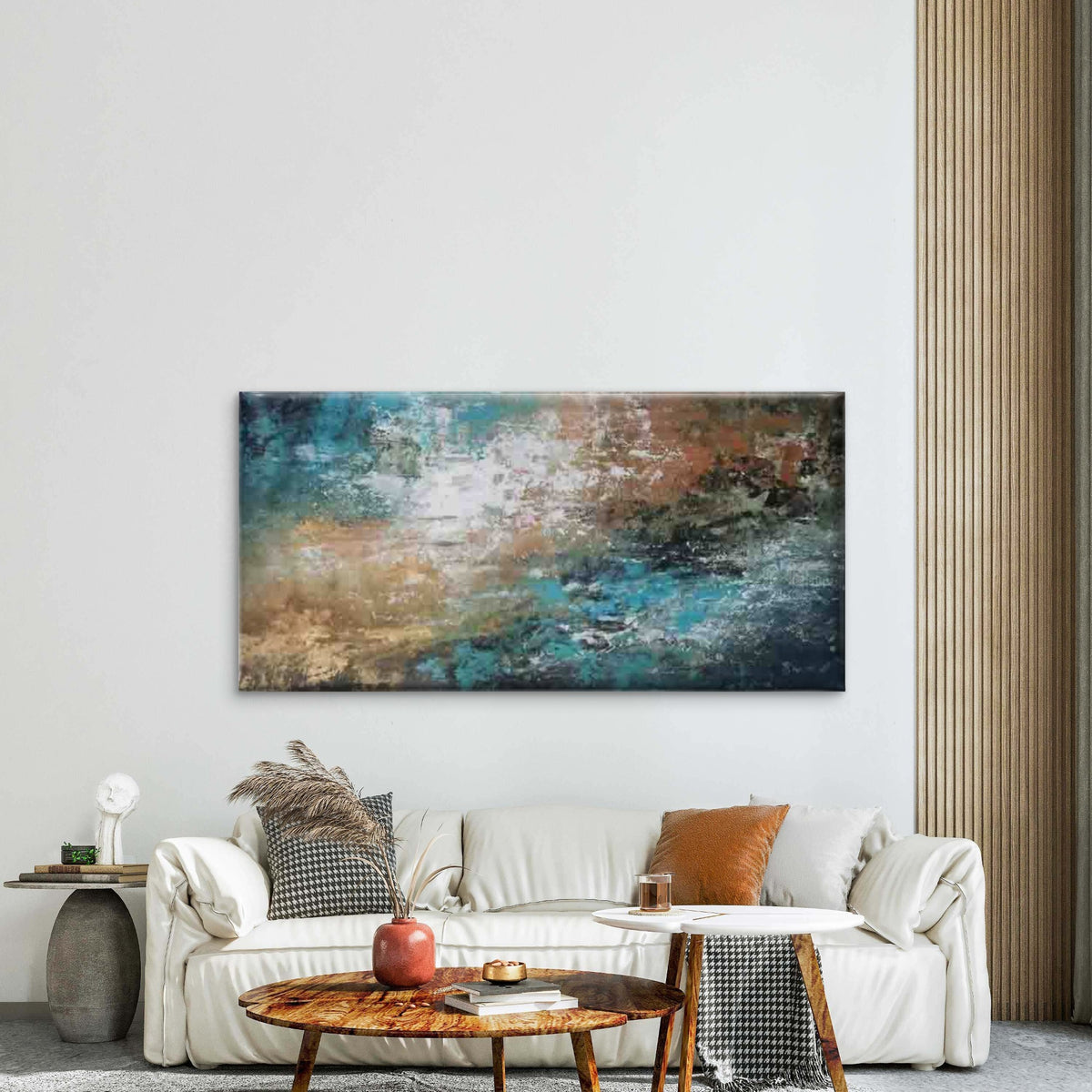 Abstract Painting with Vibrant Wall Art Canvas Office Home Room Framed 120x60cm