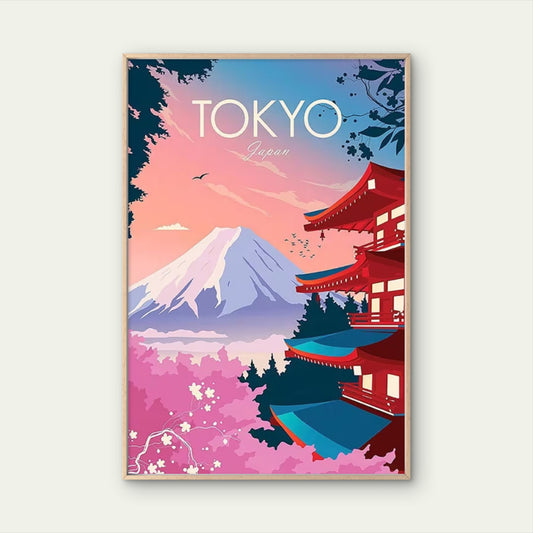 Japanese Vintage Tokyo Japan Travel Poster Print Wall Art