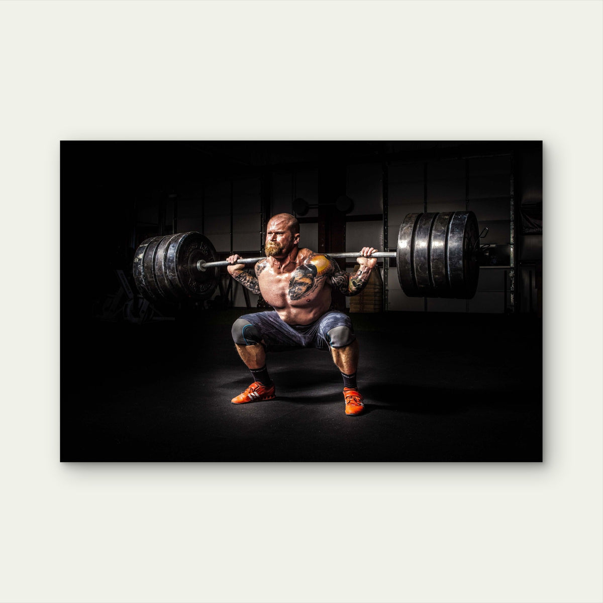 Hardcore Powerlifter Heavy Barbell Back Squat Gym Workout 5mm thick Plastic Poster Ready to Hang 90x60cm