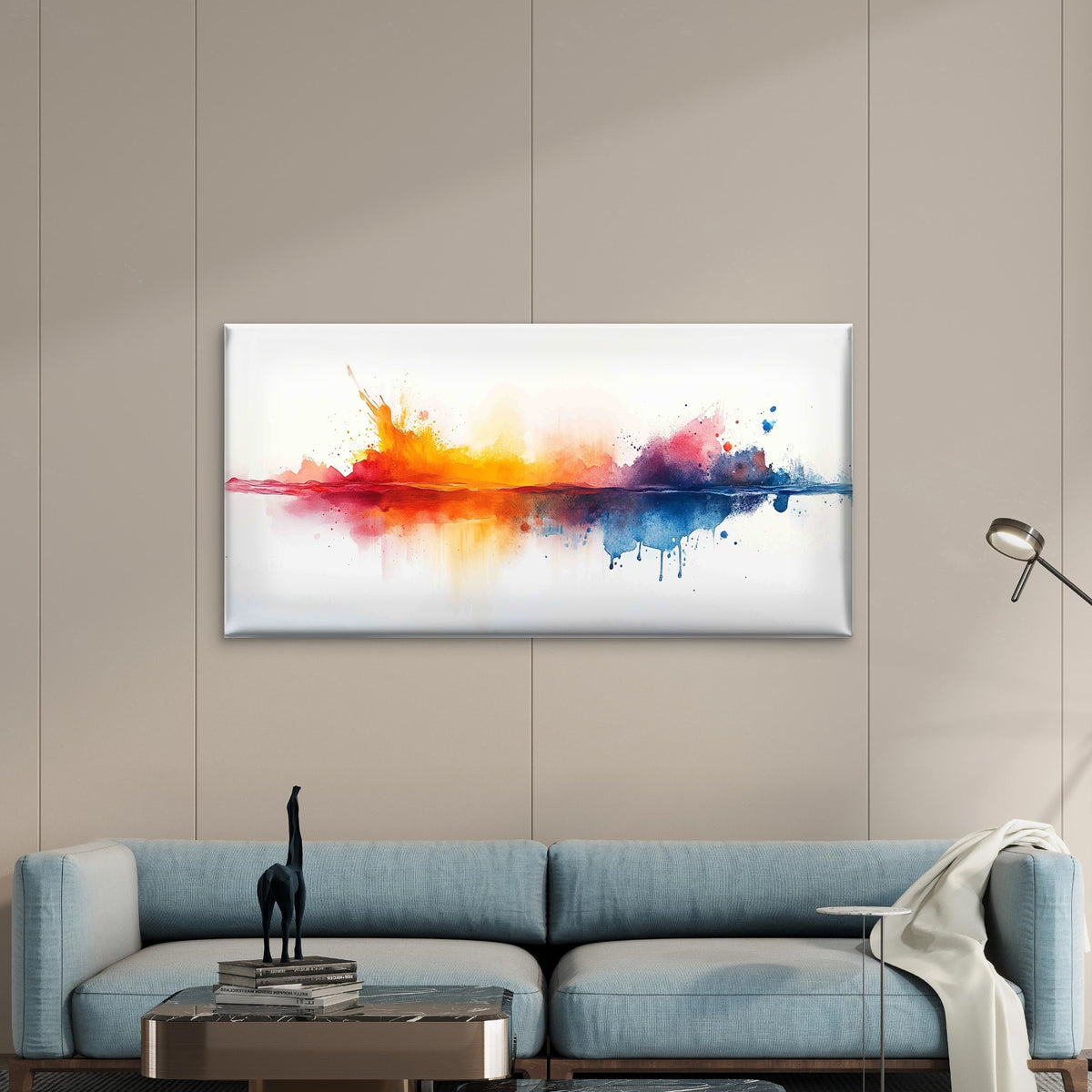Vibrant Burst: Abstract Waterco Wall Art Canvas Office Home Room Framed 120x60cm