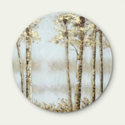 Neutral Colored Golden Trees in Forest Acrylic Glass Rounded Print Tempered Glass Wall Art 100% Made in Australia Ready to Hang
