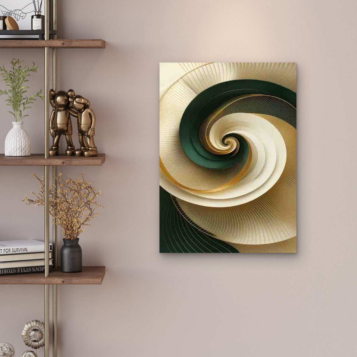 Golden Spiral Abstract Metal Print Ready to Hang