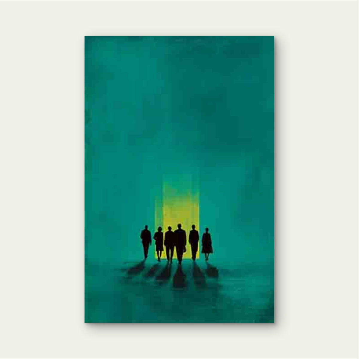 Turquoise Green & Golden Pathway Silhouette Metal Print Ready to Hang