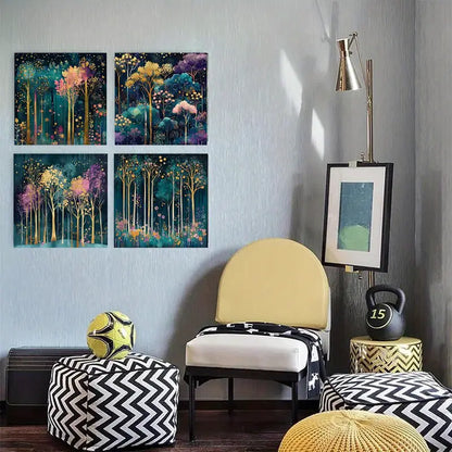 4pcs Magical Forest Art Modern MF    Wall Art Canvas Framed