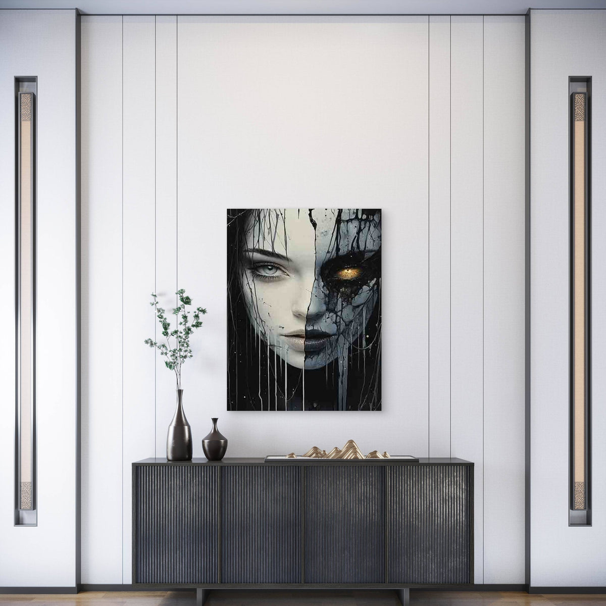 Blue Vs Black Eye Contrast Metal Print Ready to Hang