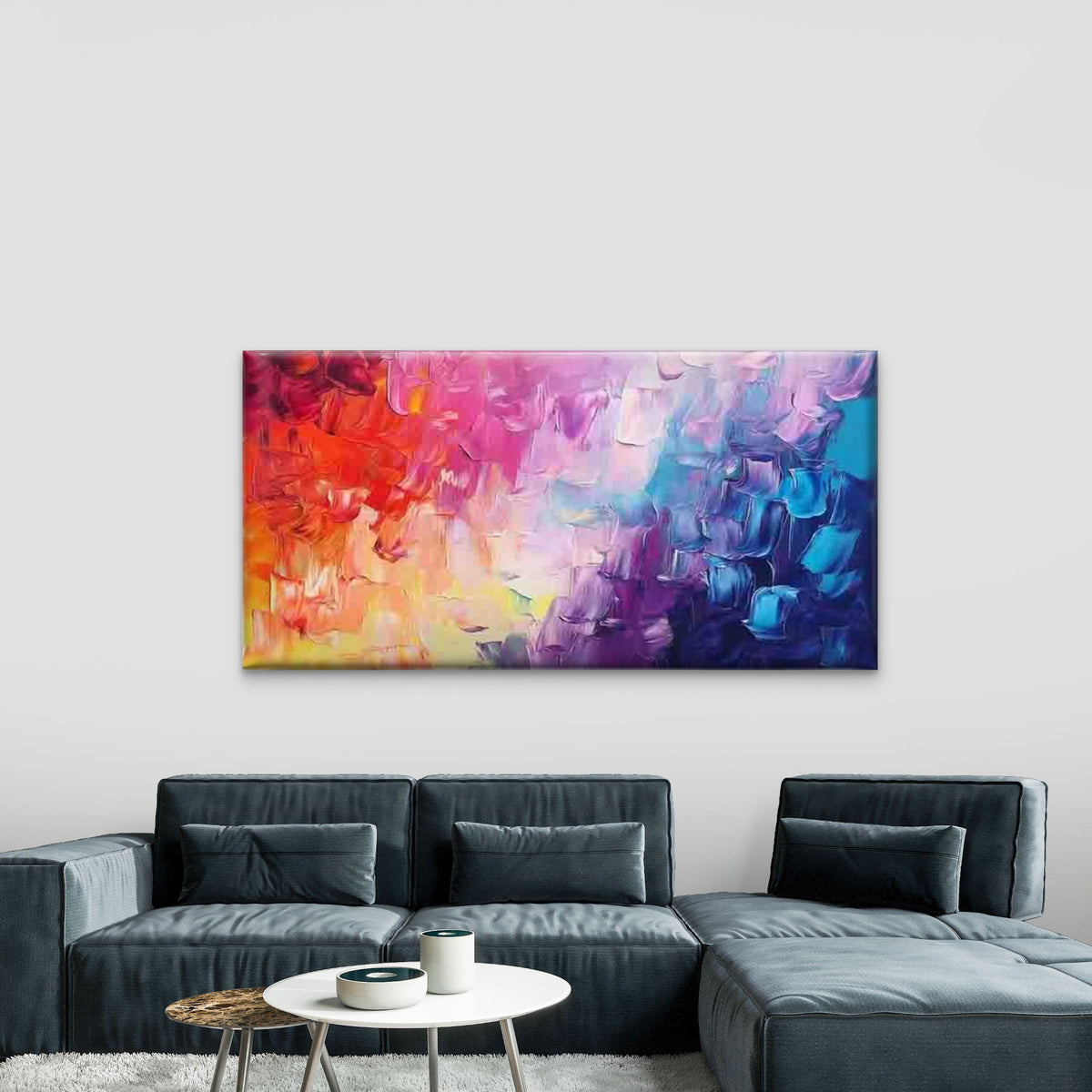 Colorful Abstract Brushstroke Wall Art Canvas Office Home Room Framed 120x60cm